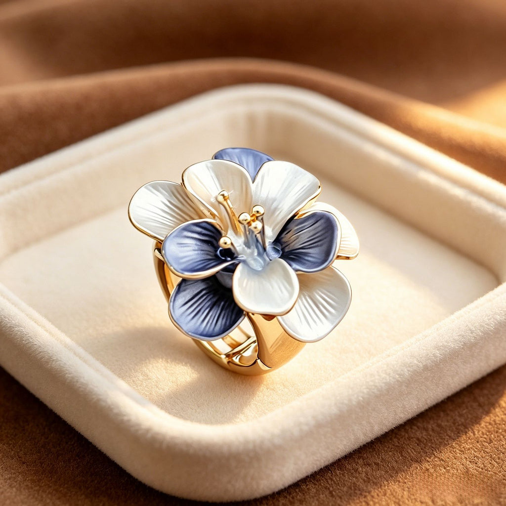 Secret Garden Enamel Flower Adjustable Ring