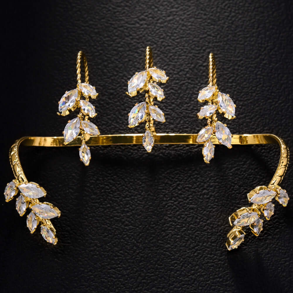 Dainty Gold Leaf Hand Cuff Ring