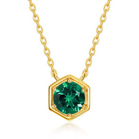 Hexagon Bezel Birth Month Emerald Gemstone Necklace