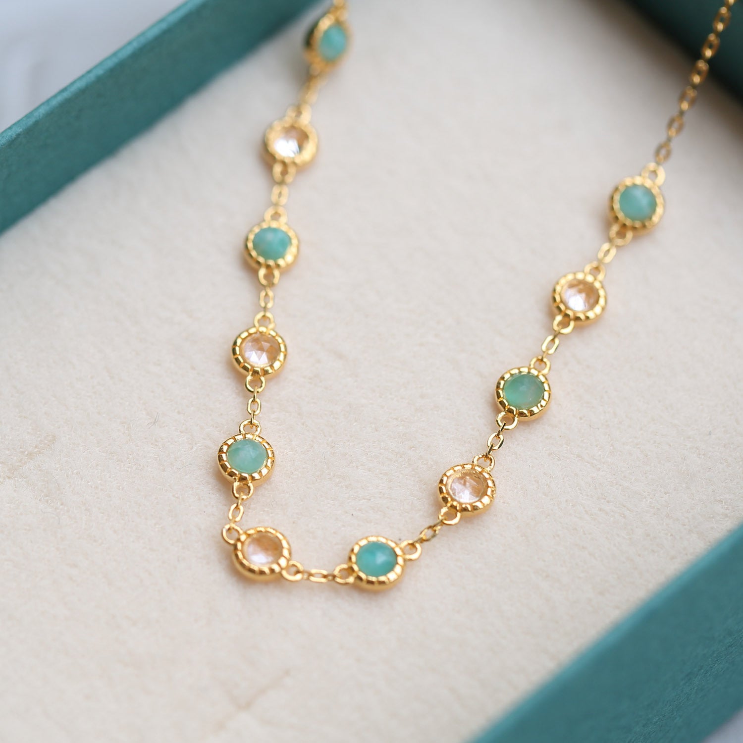 Opal Ruby & Sapphire Link Chain Bracelet