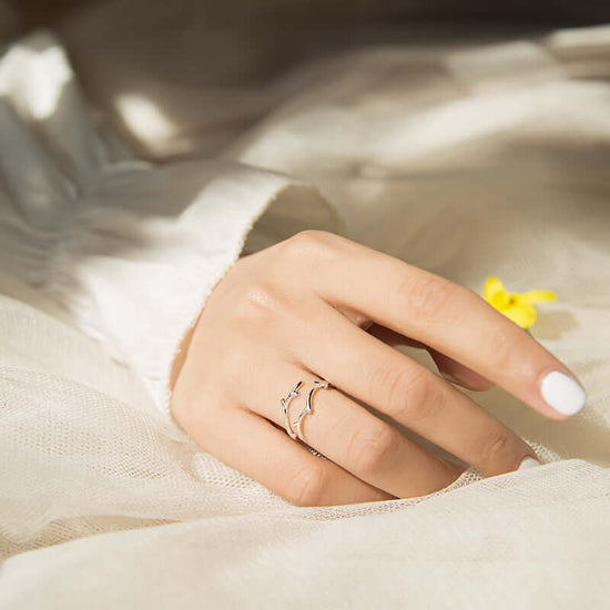 Sterling Silver Antler Deer Adjustable Ring