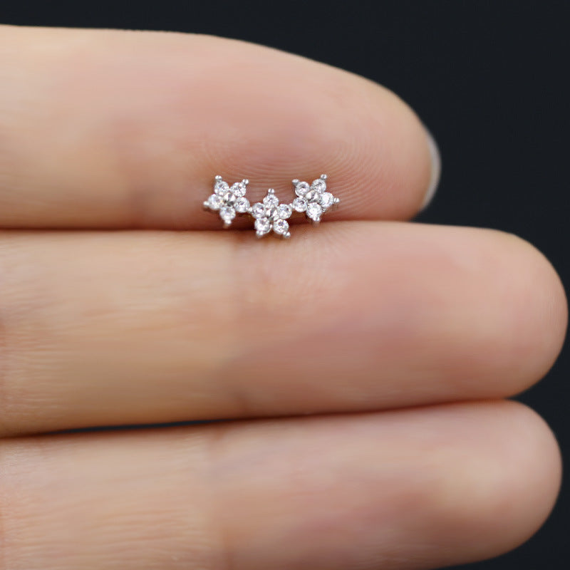 Small Flower Snake Cartilage Piercing Stud
