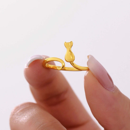 Y2K Two Tone Cat Split Index Ring