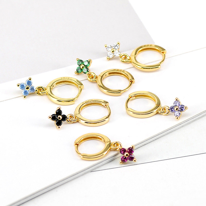 Small Flower Everyday Clip On Hoop Earrings 