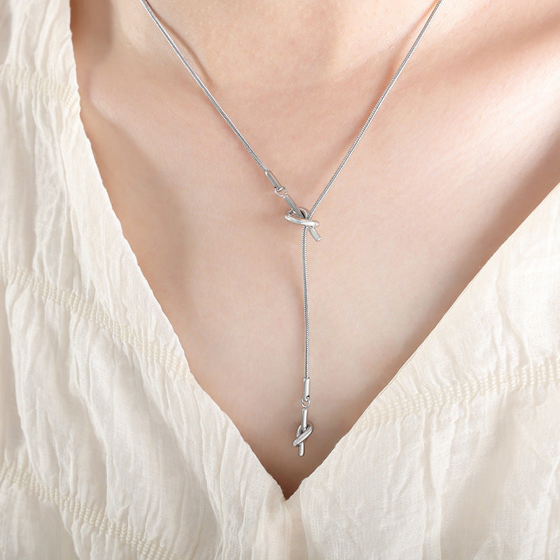 Simple Gold Knot Tassel Adjustable Lariat Y Necklace