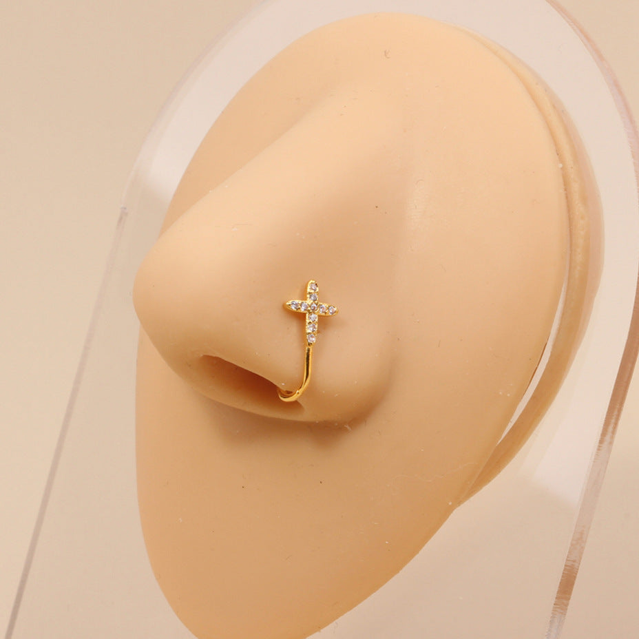 18K Rose Gold Cherry No Piercing Fake Nose Ring