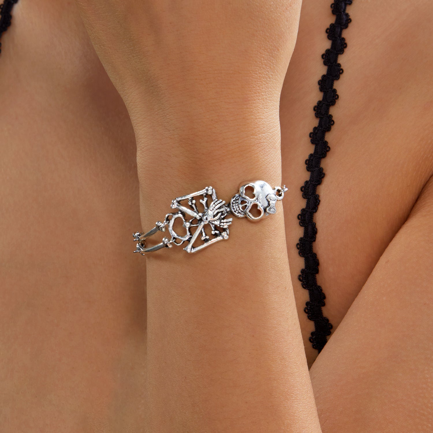 Golden Bones Skeleton Hand Chain Bracelet