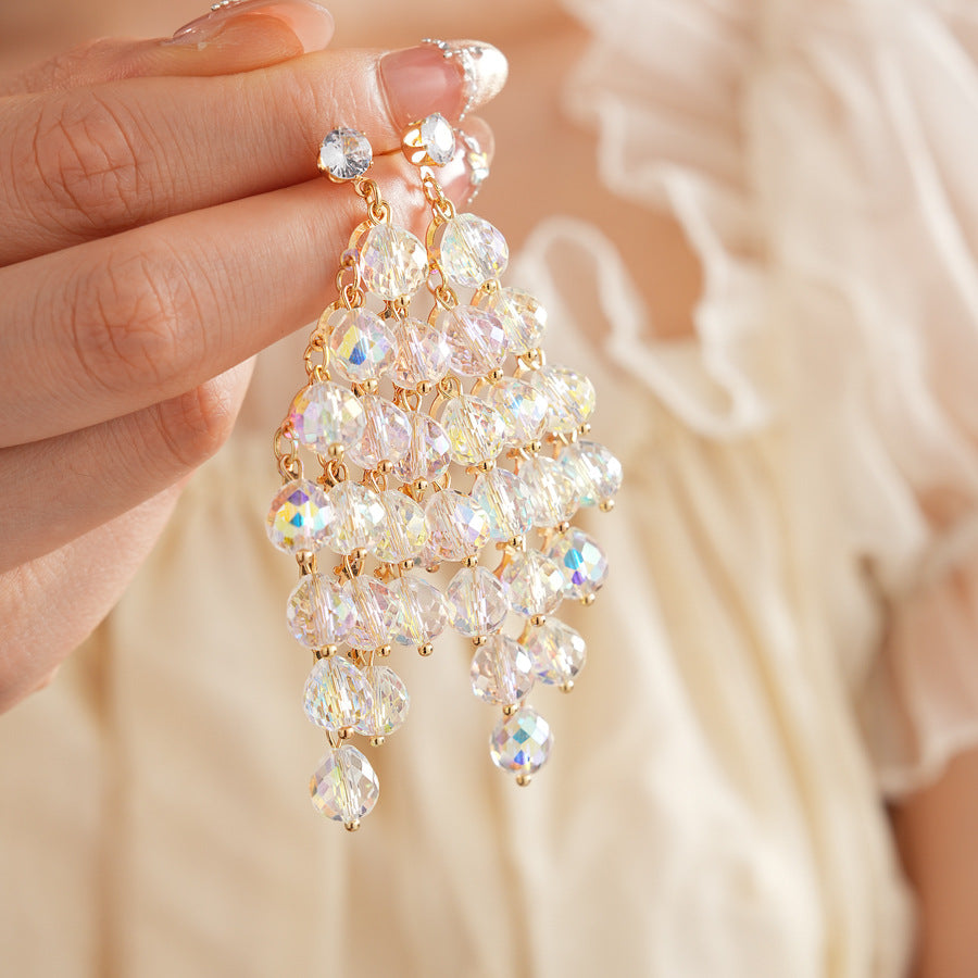 Rhombus Shape Grape Ball Earrings