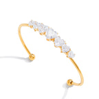 Zircon Heart Open Cuff Bangle Bracelet
