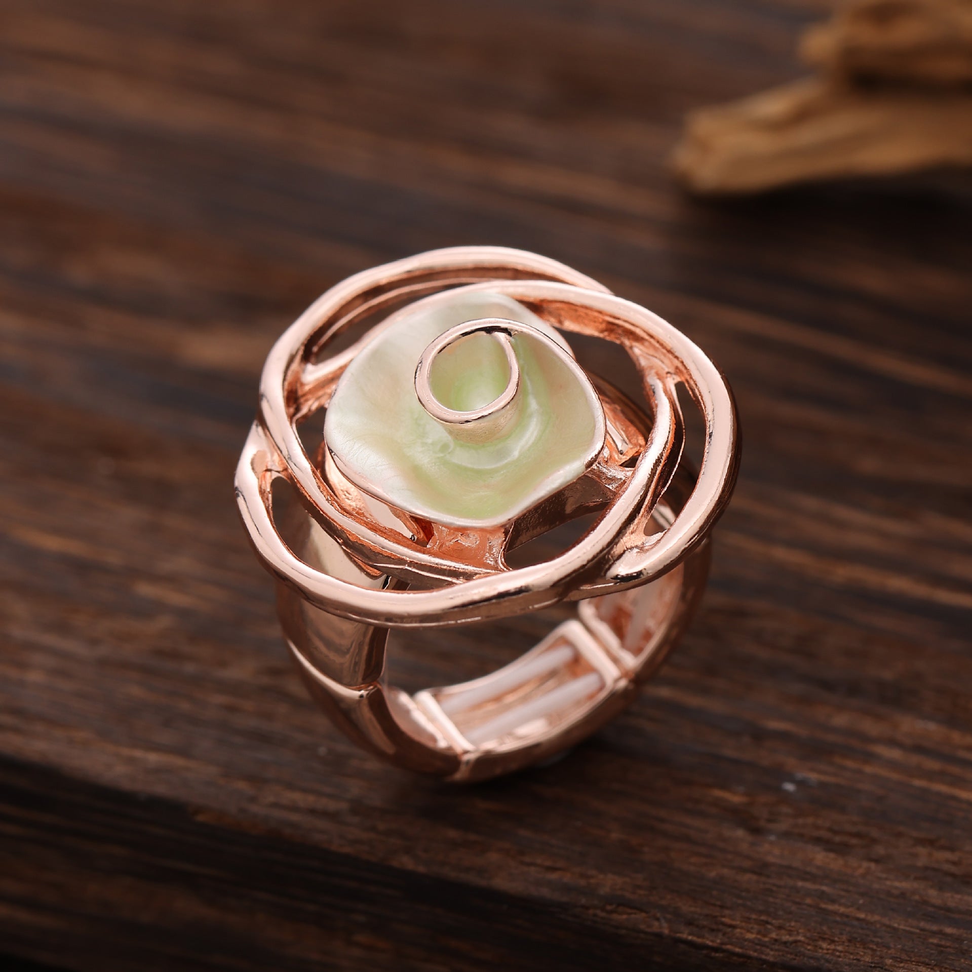 Hand-Painted Chunky Rose Ring