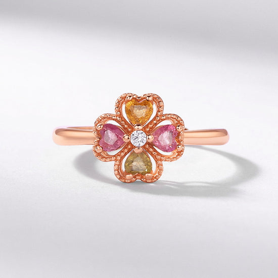 Rose Gold Flower Tourmaline Ring