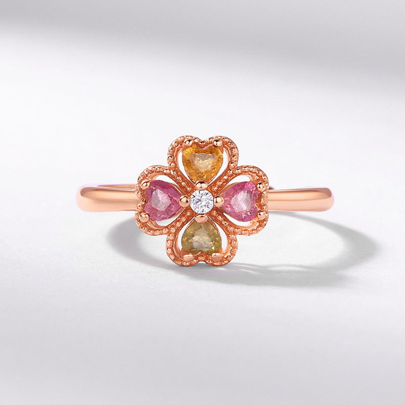 Rose Gold Flower Tourmaline Ring