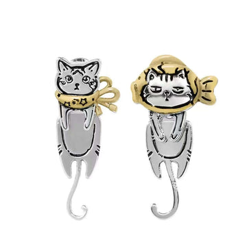 Graffiti Cat Ear Jacket Earrings
