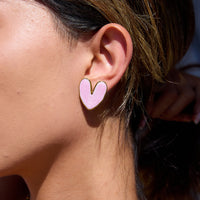 Color Red Heart Stud Earrings