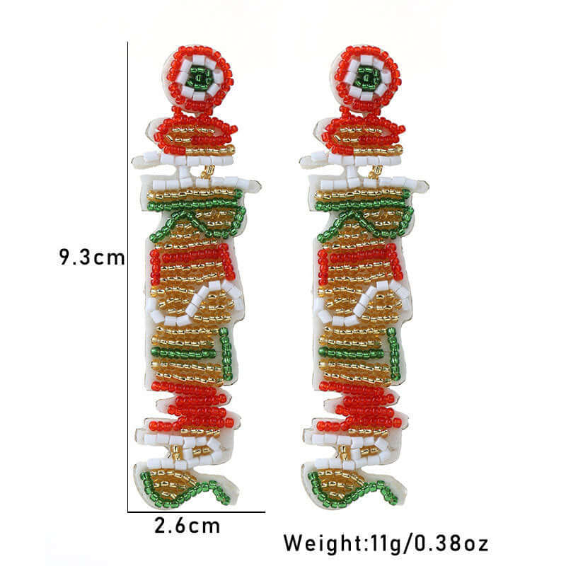 Winter Snowman Christmas Seed Bead Earring