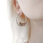 Cozy Laying Cat Small Hoop Earrings