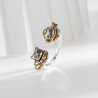 Fish Cat with Scarf Index Open Ring