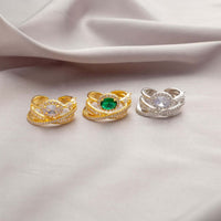 Emerald Green CZ Layer Cross Stacking Ring Set | K4205
