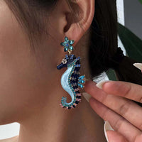 Sparkly Seahorse Summer Ocean Earrings
