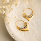 Gold Silver Chain Heart Lever Back Earrings