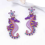 Sparkly Seahorse Summer Ocean Earrings