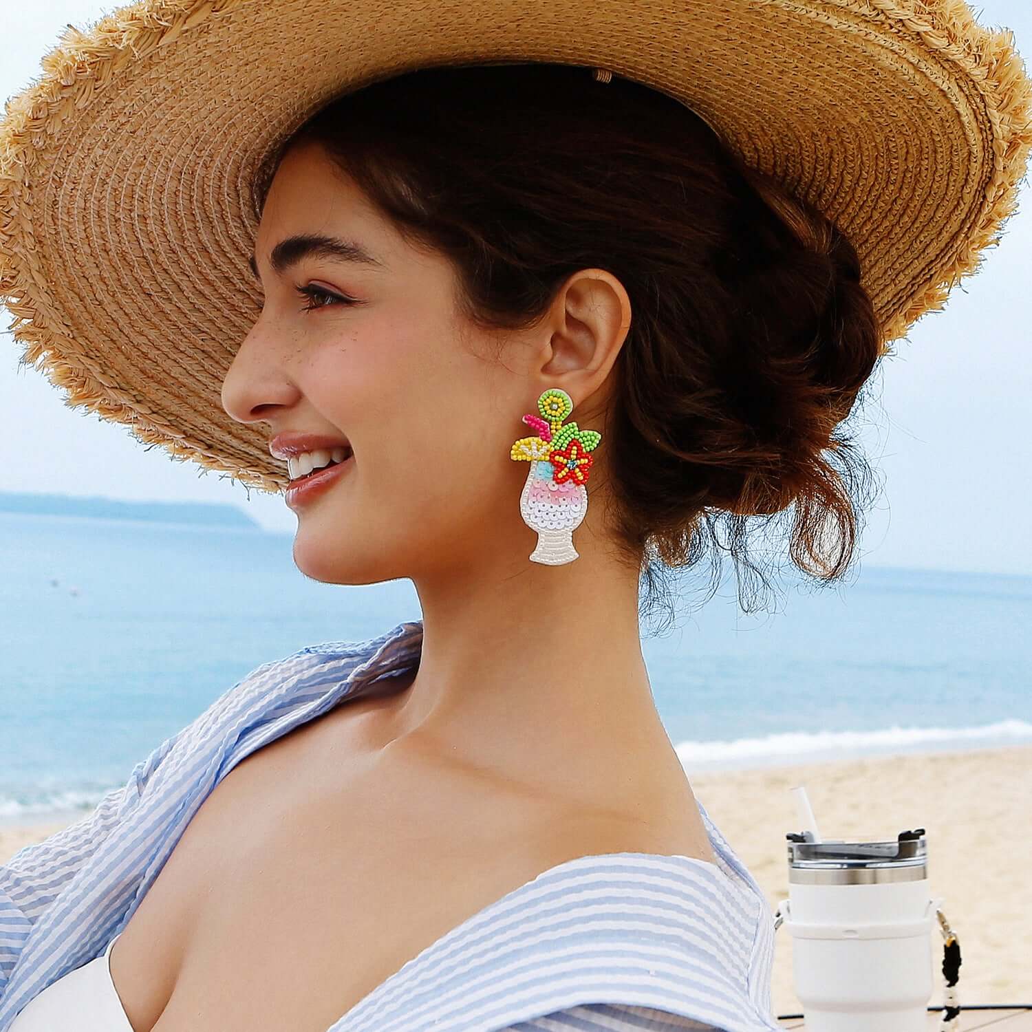 Summer Beach Palm Tree Fruits Earrings