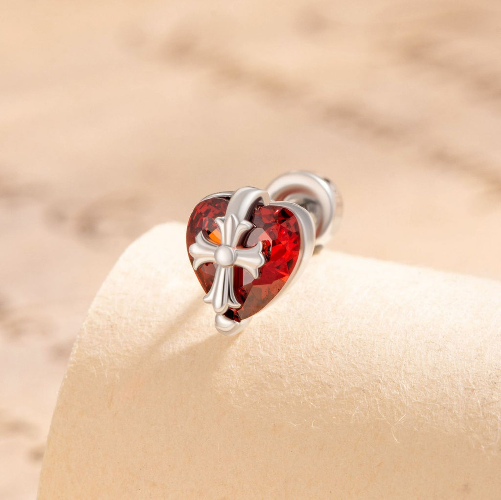 Cross Heart Flat Back Piercings