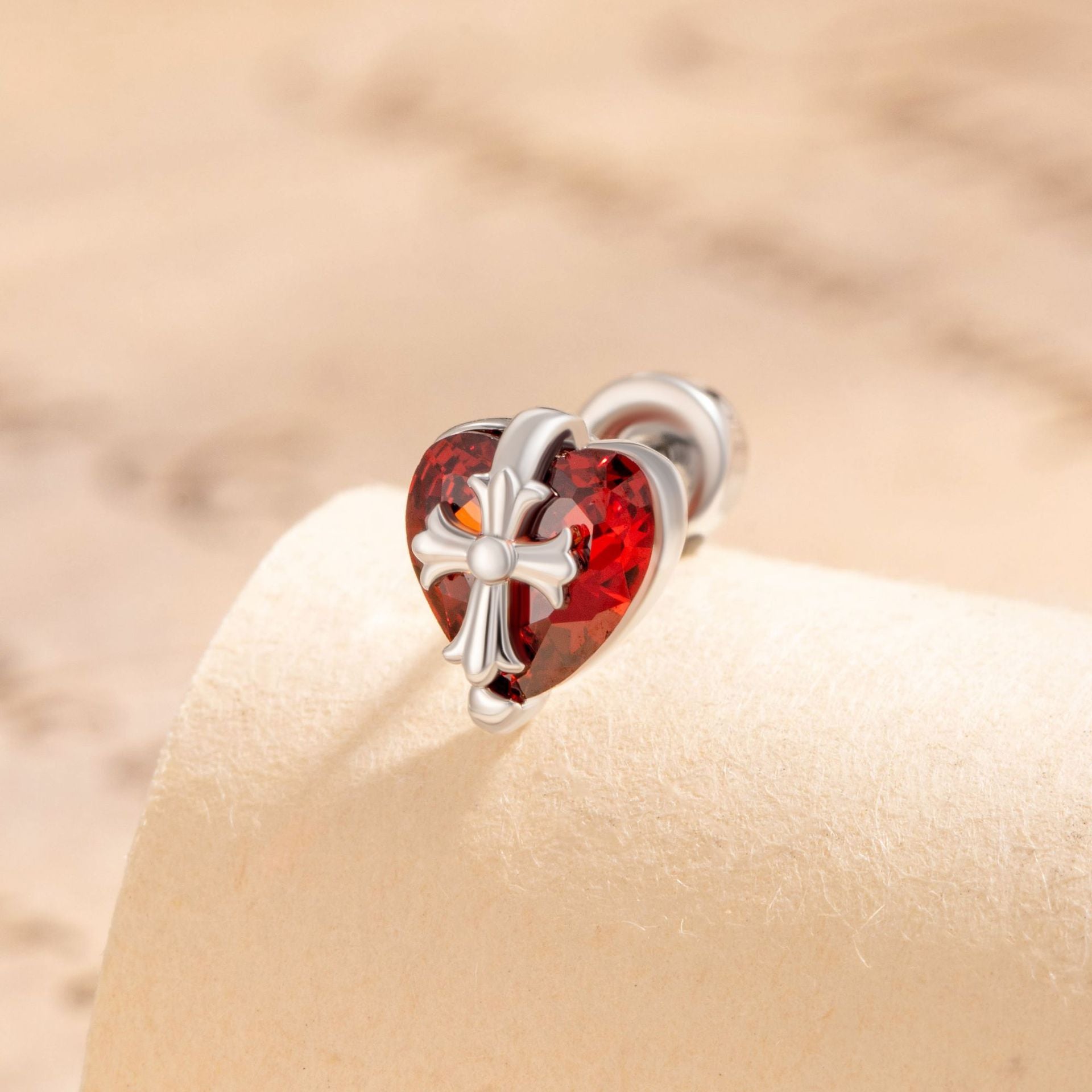 Cross Heart Flat Back Piercings