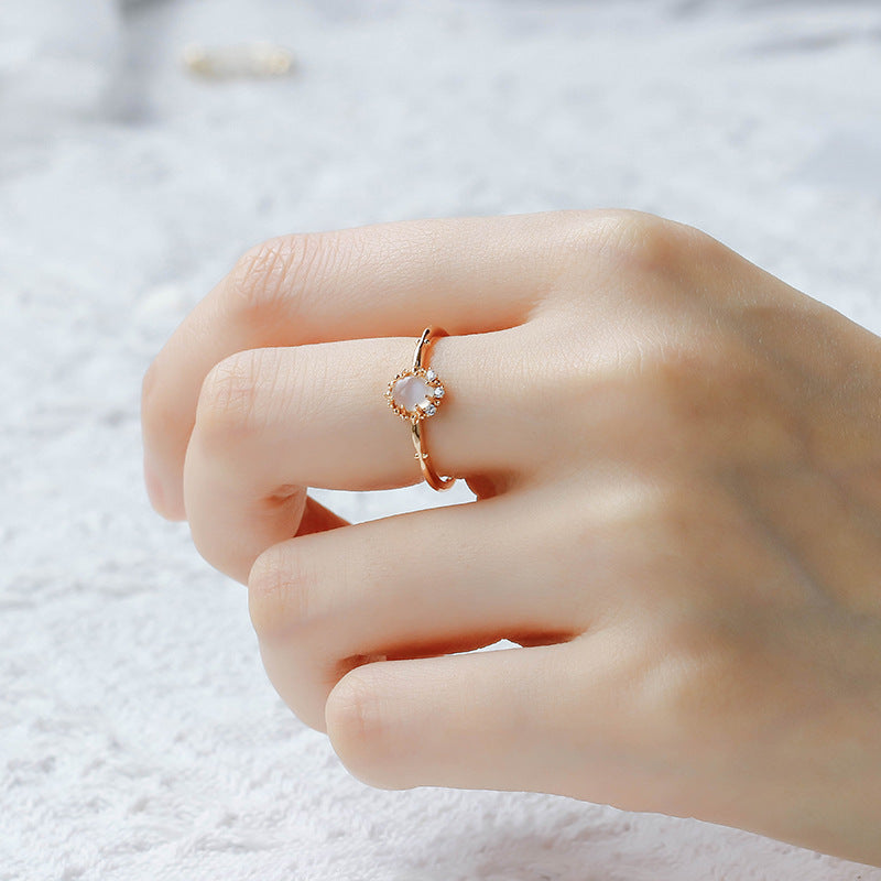 Aurora Moonstone Birthstone Ring