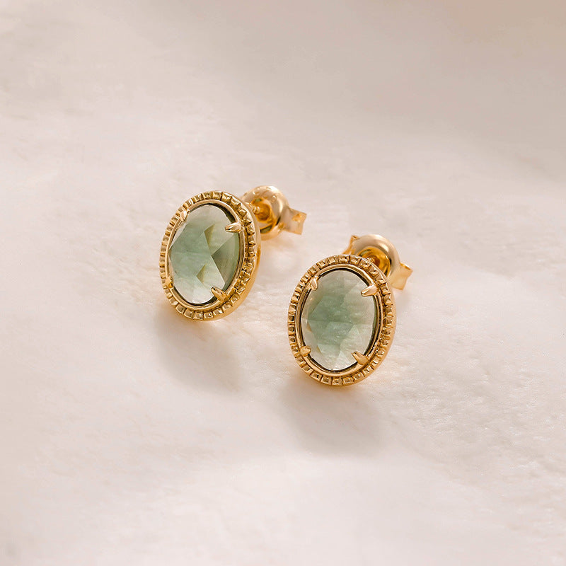 Green Amethyst Stud Earrings