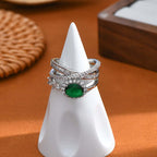 Emerald Green CZ Layer Cross Stacking Ring Set | K4205