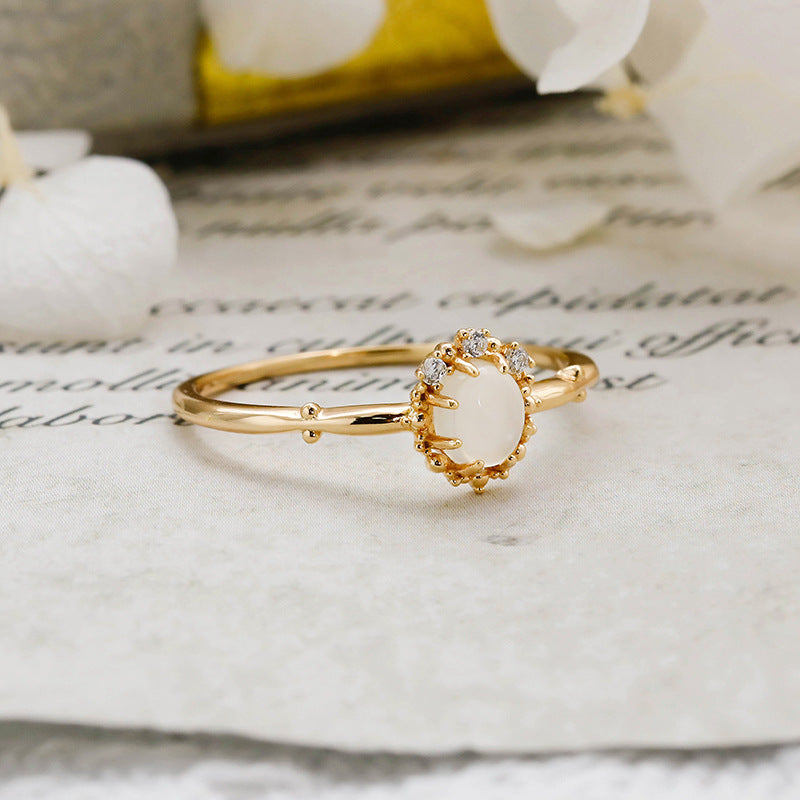 Aurora Moonstone Birthstone Ring
