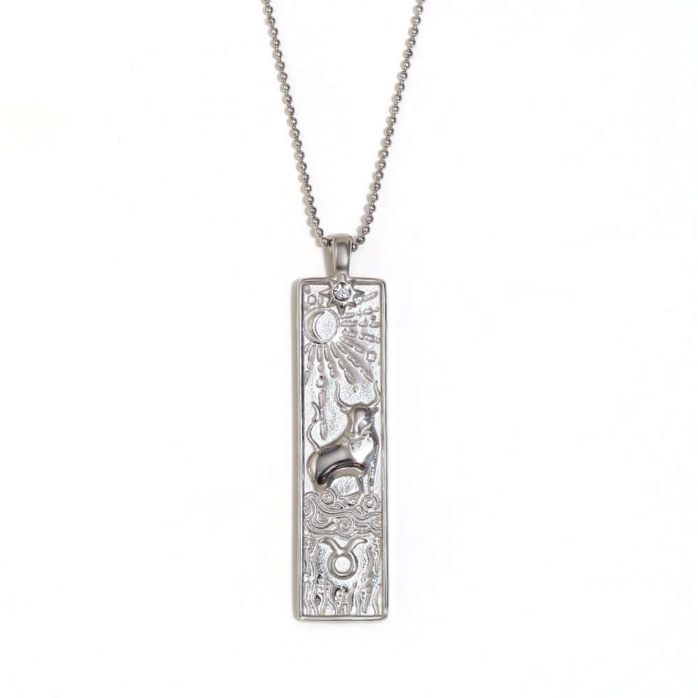 Rectangular Zodiac Pendant Necklace Gold | JN3474