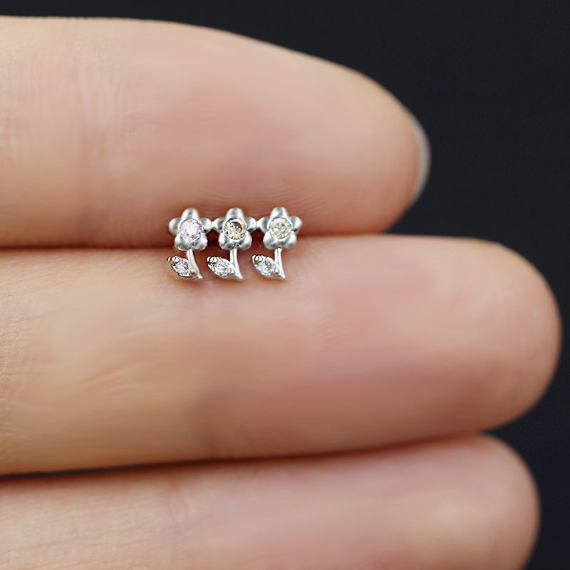 Small Flower Snake Cartilage Piercing Stud