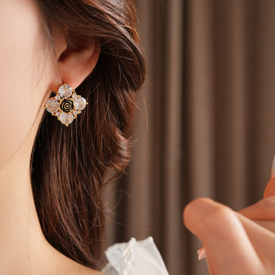 Camellia Ice Cube Stud Earrings