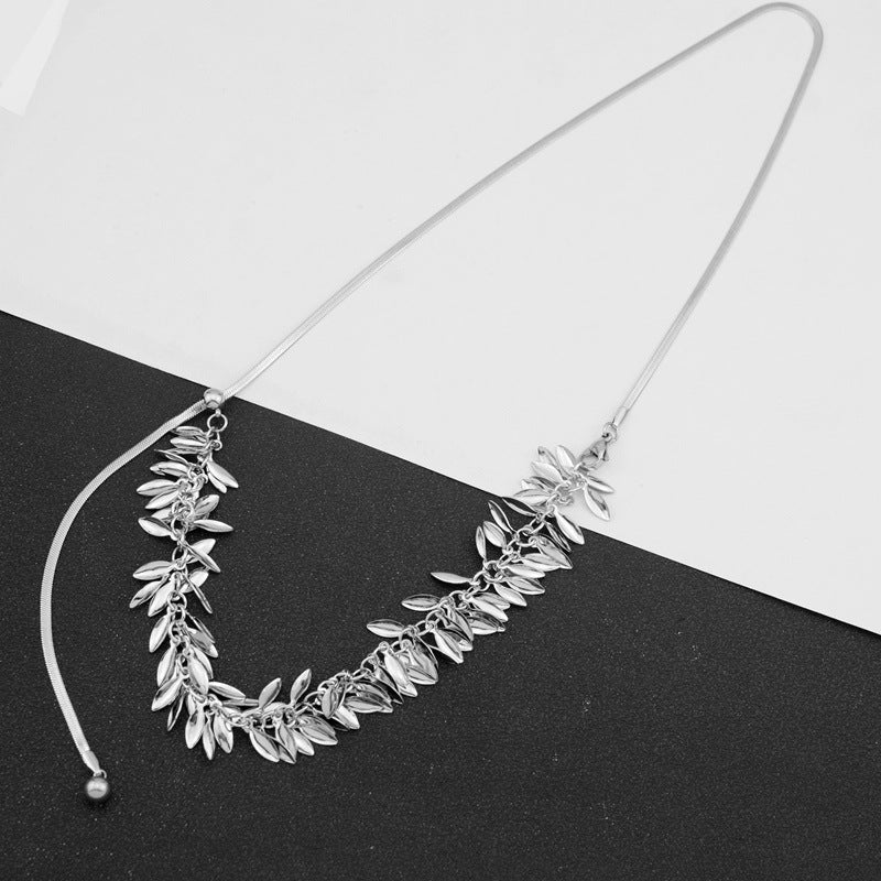 Sequin Leaf Multi Way Y Chain Tassel Necklace