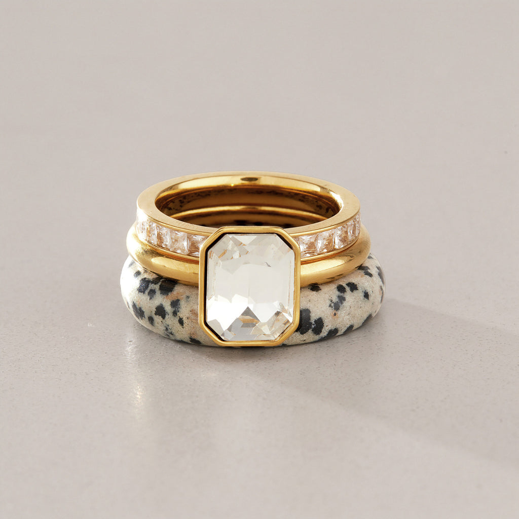Earth & Elegance Natural Gemstone Stainless Steel Ring