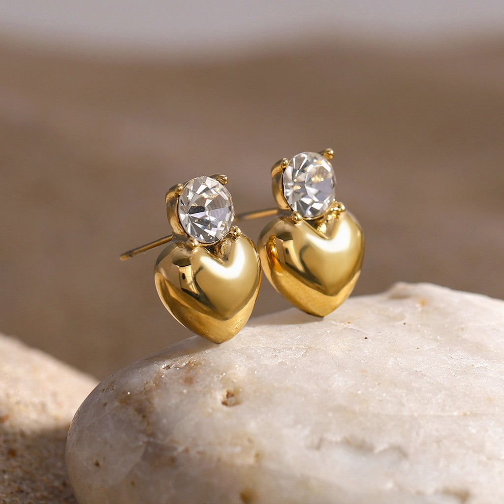 Color Red Heart Stud Earrings