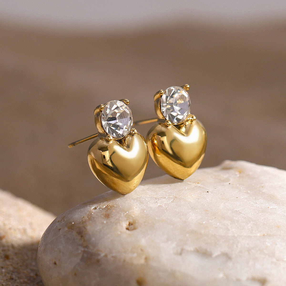 Color Red Heart Stud Earrings