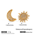 Sun Moon Stud with Plain Ear Cuff