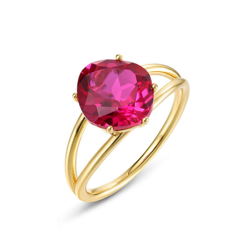 Red Corundum Solitaire Split Ring | R2986