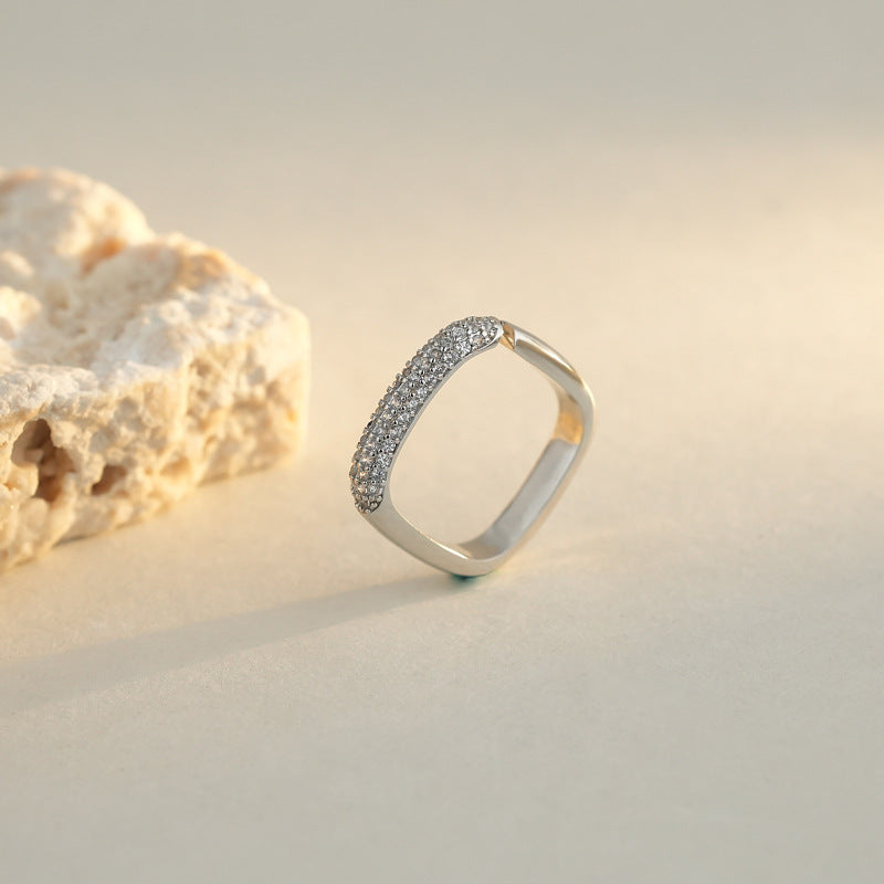 Art Deco Silver Eternity Square Ring