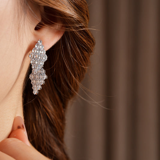 Trendy Rhombus Clear Zircon Earrings