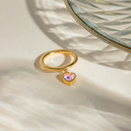 Dangle Charm Pink Heart Ring