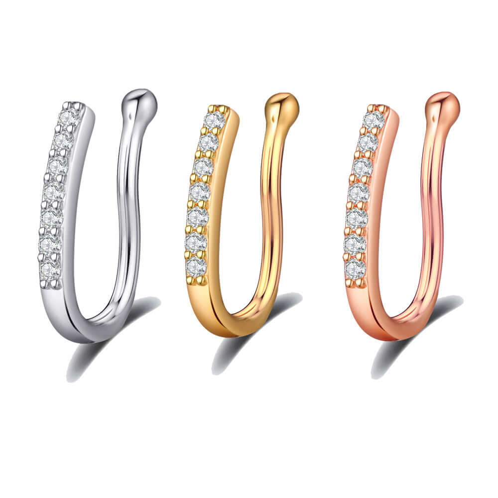 18K Gold Bunny No Piercing Nose Cuff Fake Nose Ring