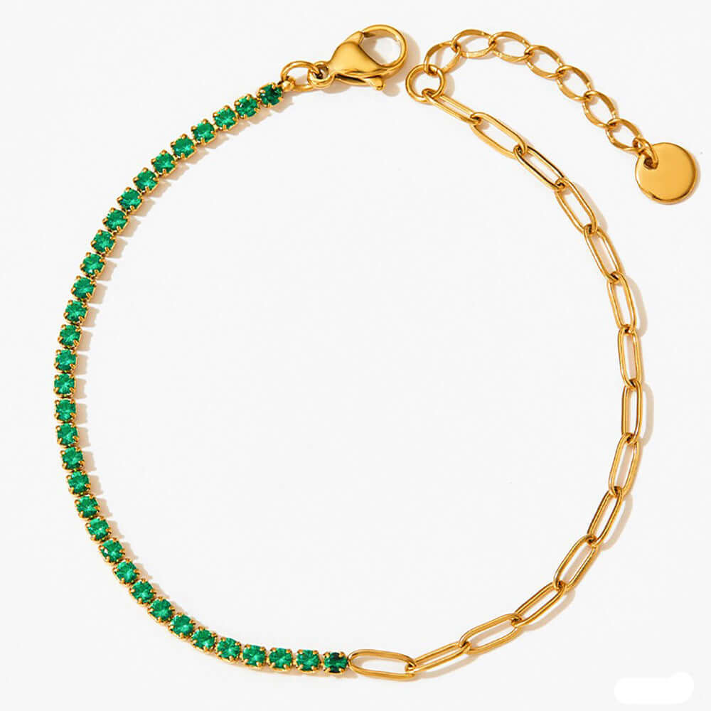 Sparkling Green CZ Tennis Anklets Bracelet
