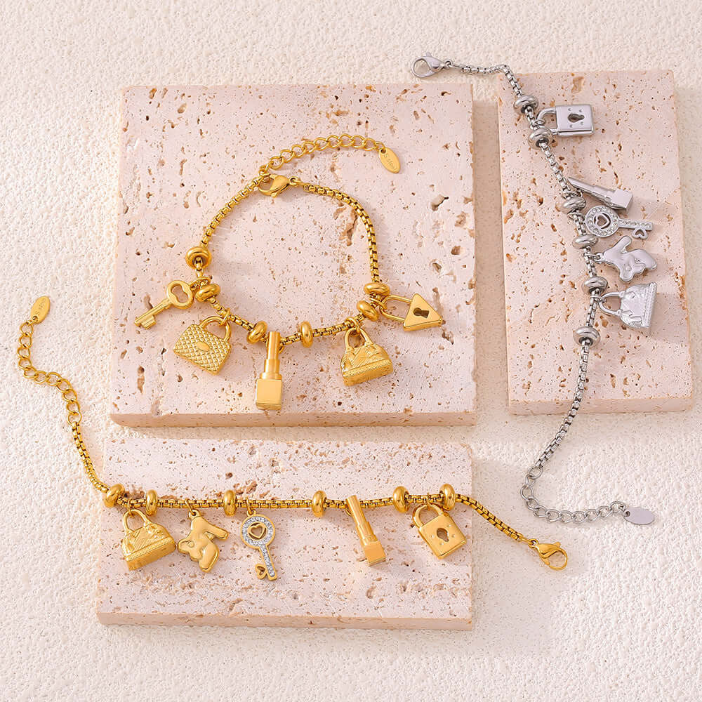 Y2K Lipstick Bag Key Charm Bracelet