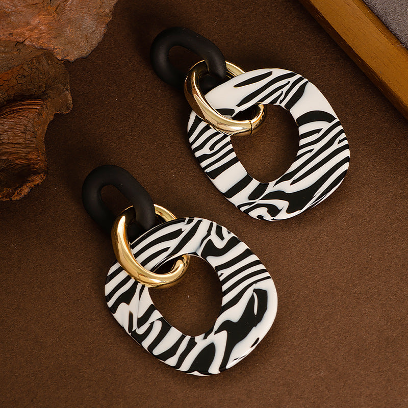 Zebra Stripes Acrylic Large Drop Earrings