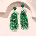 Bohemian Green Tassel Long Earrings