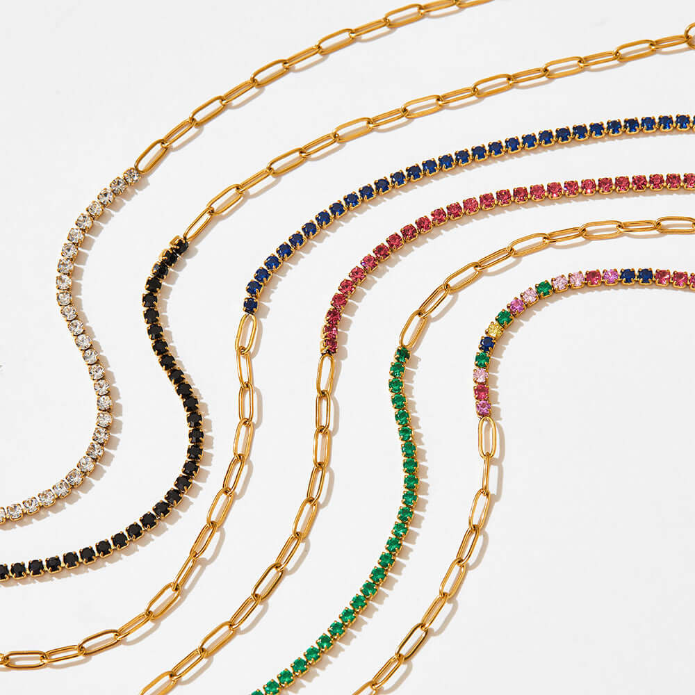 Half Eternity Paperclip Tennis Bracelet